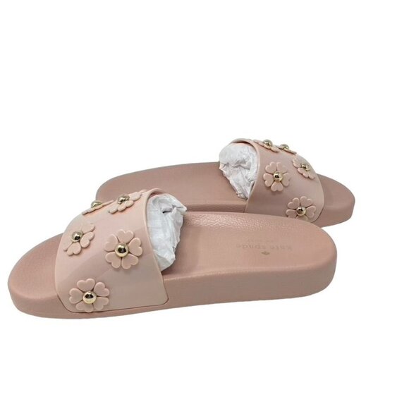 Kate Spade Spring Flower Embellished Slides Sz 9 Rose Smoke - Picture 5 of 9